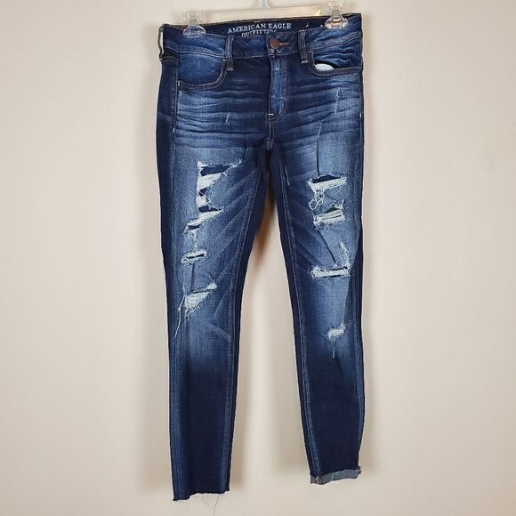 American Eagle Outfitters Ripped Distressed Jeggings Size 2 - Picture 1 of 7